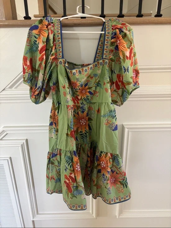 Farm Rio Yard Green Floral Mini Dress - Picture 2 of 8